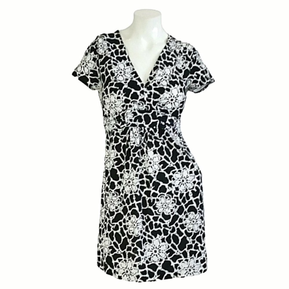 Rgl New York black & white tie-waist mini-dress